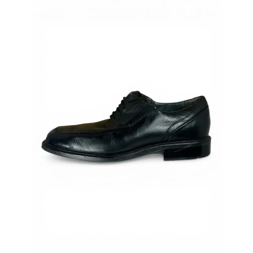 Dockers Black Leather Derby Dress Shoes 12W Wide Square Toe Lace Up